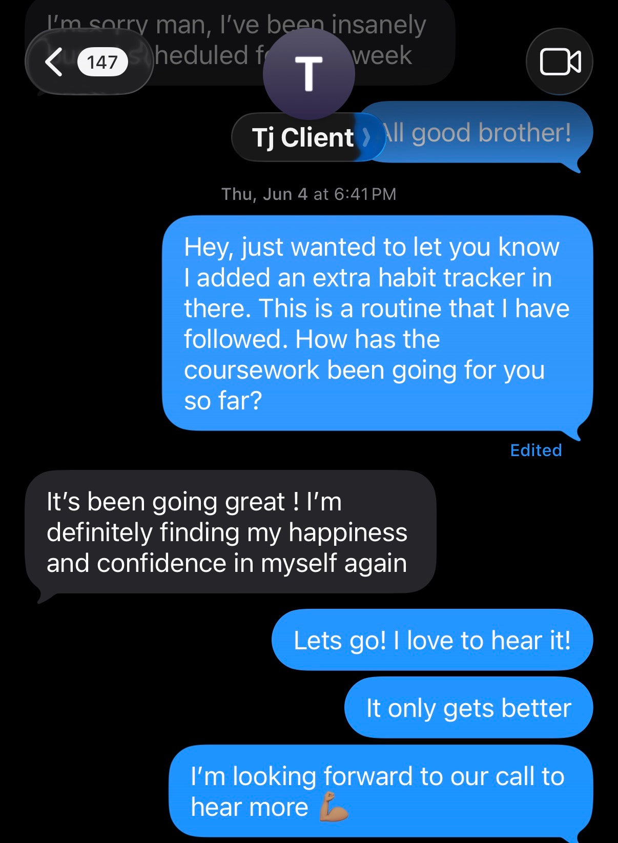 Client message from Tj
